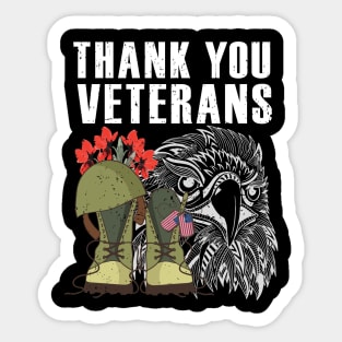 Thank You Veterans Poppy Flower Eagle Combat Boots Veteran Day Sticker